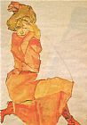 Egon Schiele Famous Paintings - Girl in orange 1910